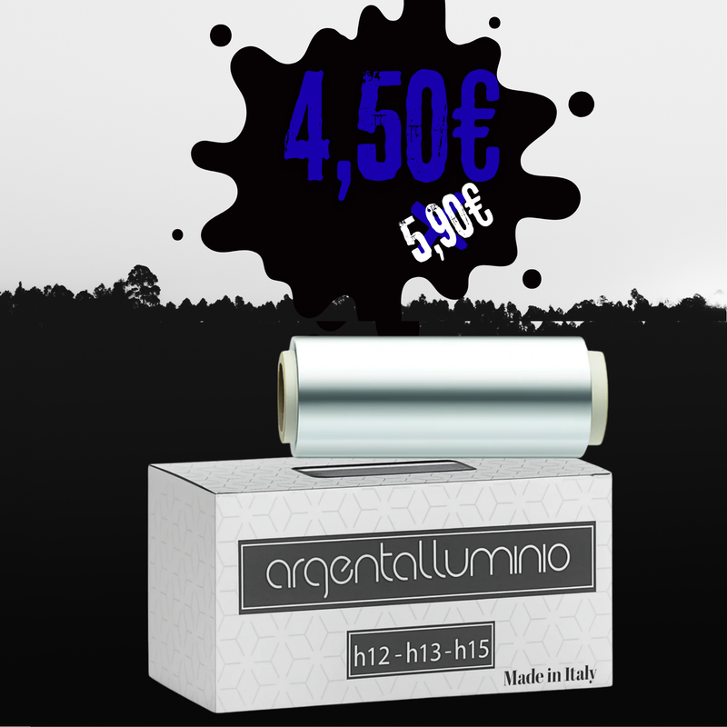 ARGENTA - Rotolo di carta stagnola in alluminio per meches e tinte - Altezze 12/13/15 cm