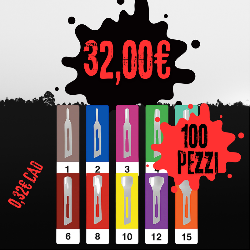 SGORBIE - Sgorbie Professionali in Acciaio Inox – Lame Sterili per Pedicure | Misure 1/2/3/4/5/6/8/10/12/15 100 pezzi