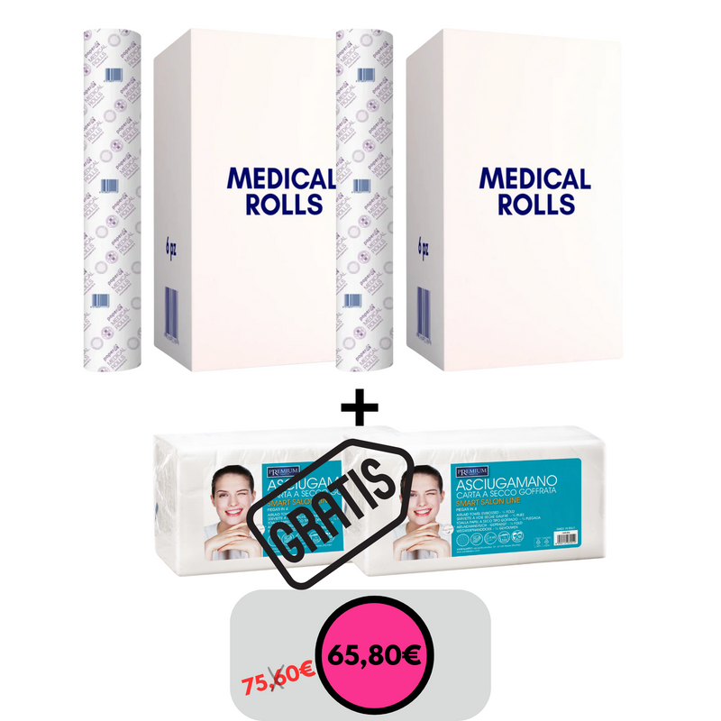 MEDICAL ROLL - 2 cartoni rotoli lettino + 2 pacchi asciugamani GRATIS