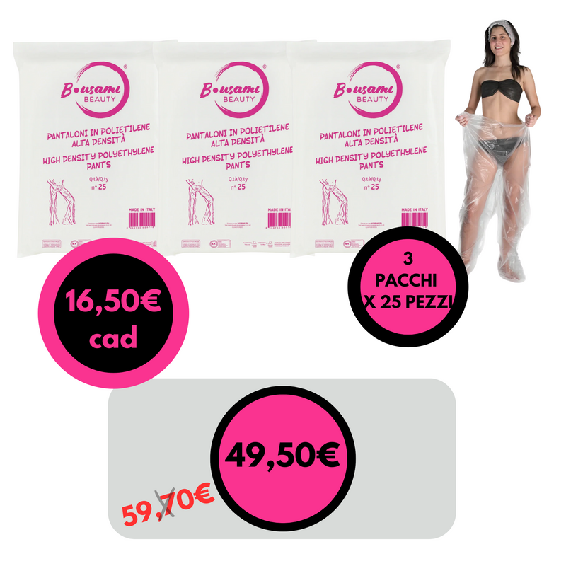 B.USAMI – Pantaloni Monouso in Cartene HDPE per Trattamenti Estetici, Spa e Centri Benessere 3 conf. X 25 pezzi (75 pant tot)