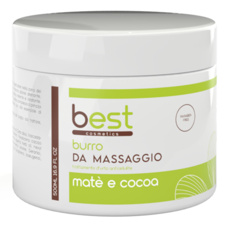 BEST COSMETICS - Burro da massaggio trattamento urto anticellulite matè e cocoa 500 ml