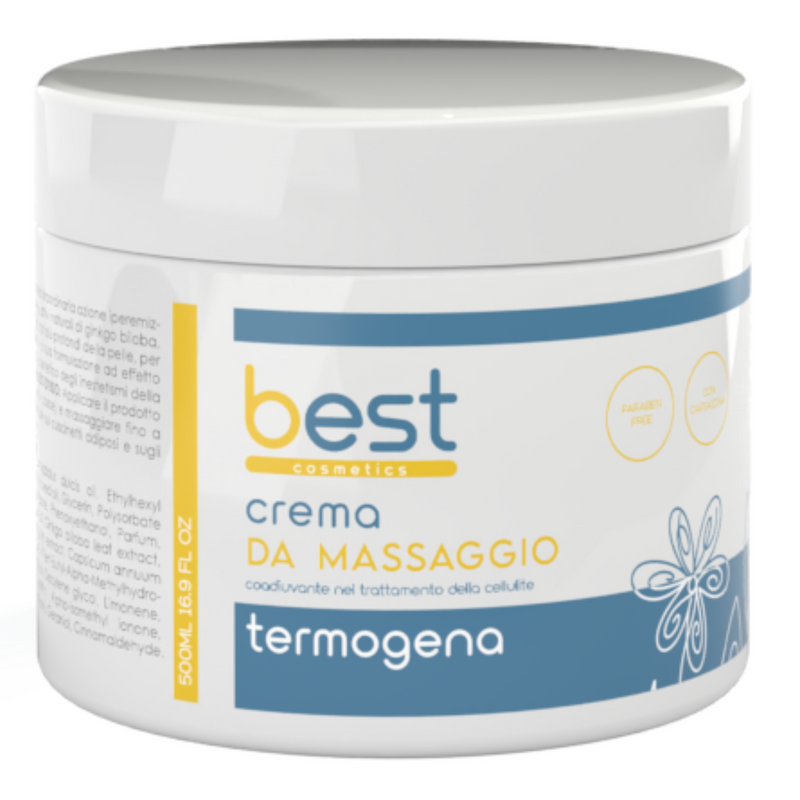 BEST COSMETICS - Crema massaggio Vaso drenante anticellulite termogena con capscina 500 ml