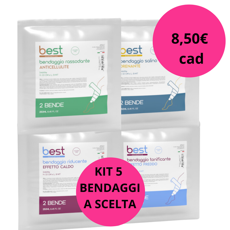 BEST COSMETICS - Kit 5 bendaggi a scelta 10 cm * 9 mt