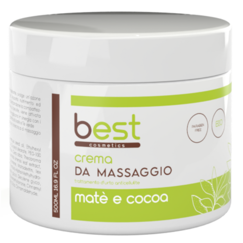 BEST COSMETICS - crema da massaggio trattamento urto anticellulite matè e cocoa 500 ml