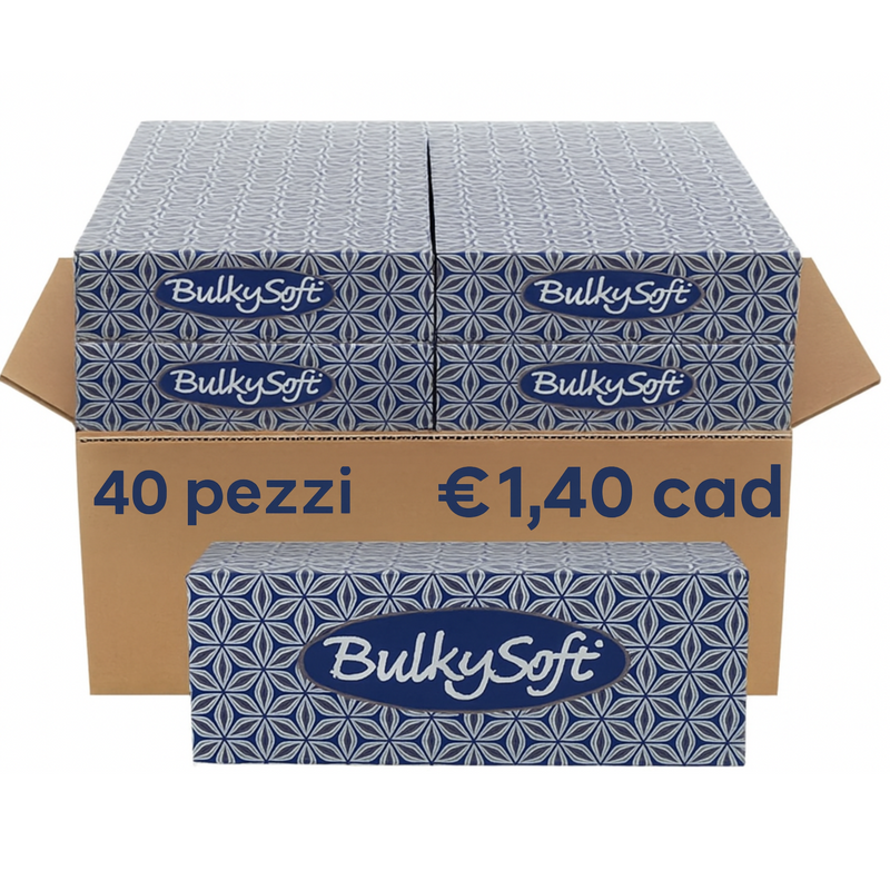 BULKY SOFT - Veline Cosmetiche 21x21 cm  in cellulosa a 2 veli 100 pz Box 40 pacchi