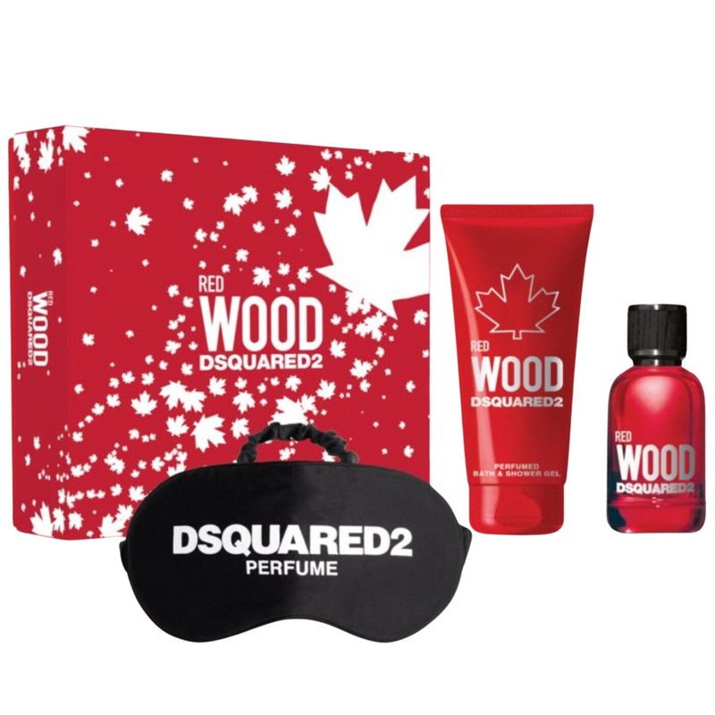 DSQUARED - Red Wood pour Femme – Cofanetto Eau de Toilette 50 ml + bagno doccia + mascherina