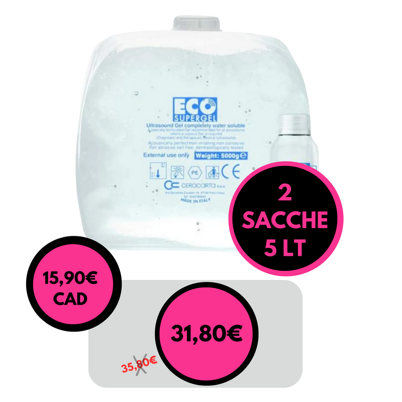 ECO SUPERGEL - Gel Conduttivo per Epilazione Laser e Ultrasuoni Professionale 5 lt 2 SACCHE