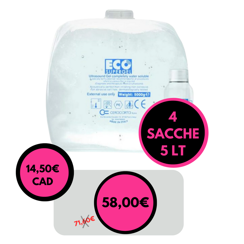 ECO SUPERGEL - Gel Conduttivo per Epilazione Laser e Ultrasuoni Professionale 5 lt 4 SACCHE (Copia)