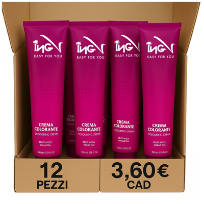 ING - Tinta per Capelli Professionale Permanente – Box 12 Tubi da 100ml – 96 Nuance a Scelta