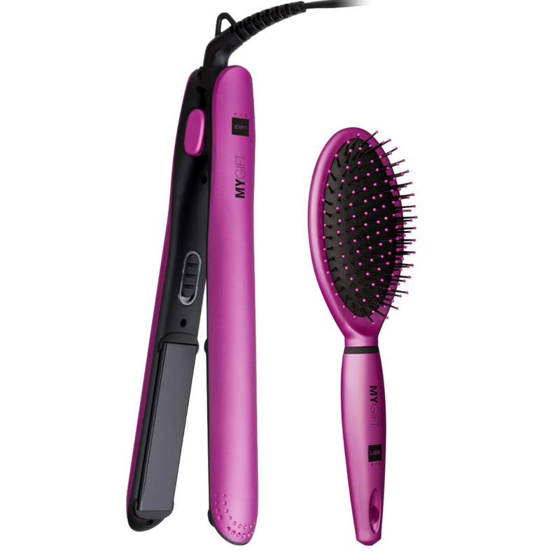 LABOR - My Gift kit piastra professionale e spazzola per capelli fucsia