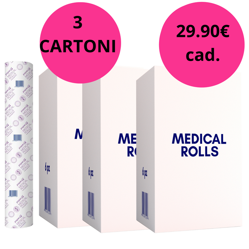 MEDICAL ROLL - lenzuolino carta lettino 3 cartoni X 6 pezzi