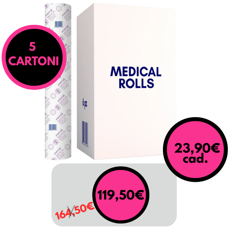 MEDICAL ROLL - lenzuolino carta lettino 5 cartoni X 6 pezzi