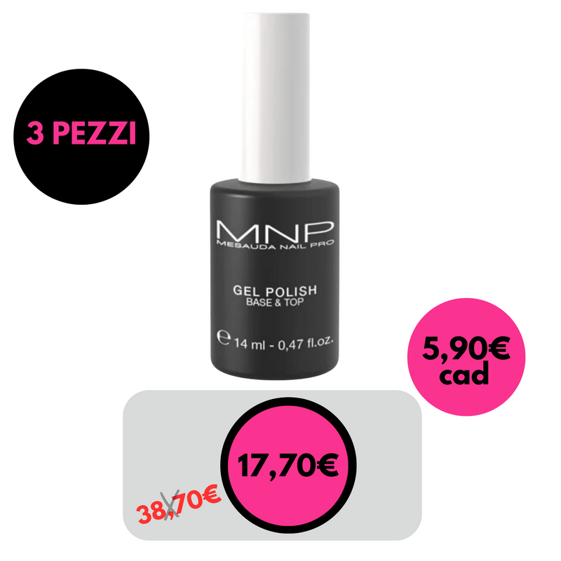 MESAUDA MNP - base & top Base e Finitura per Smalto Semipermanente 14ml 3 pezzi