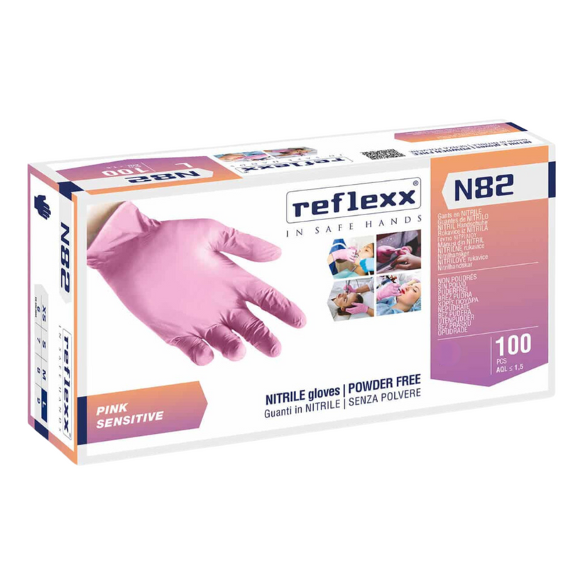 REFLEXX - Guanti In Nitrile Rosa Senza Polvere N82 – gr. 3,2