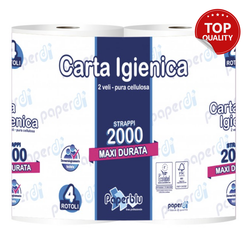 PAPERDI - carta igienica 4 rotoli 2 veli 2000 strappi