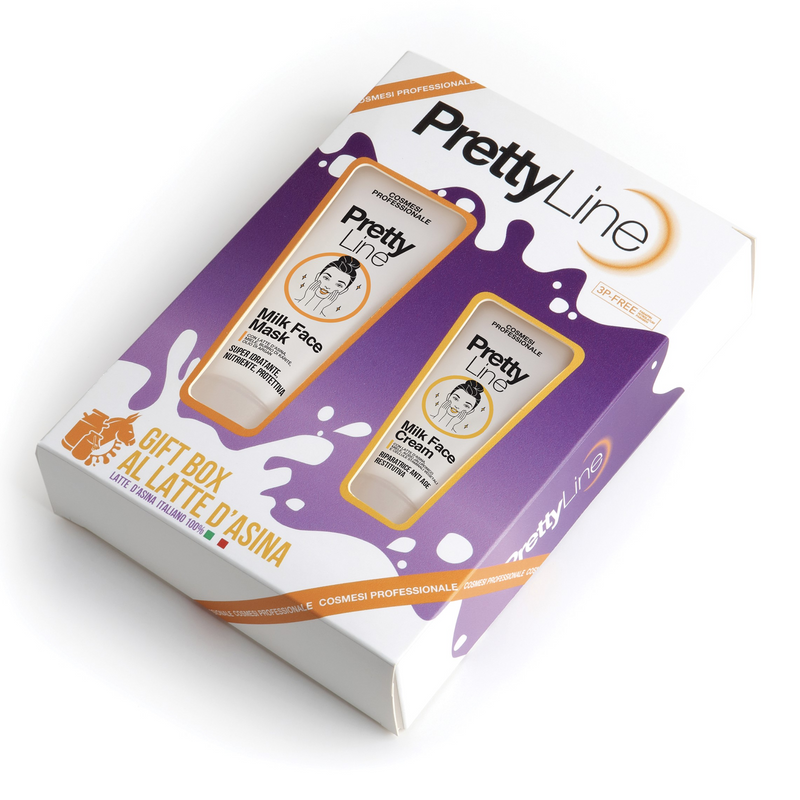 PRETTY LINE - Beauty Box  Latte d’ Asina Crema Viso Riparatrice/Anti Age 50 ML + Maschera Viso Super Idratante, Nutriente Protettiva 100 ml