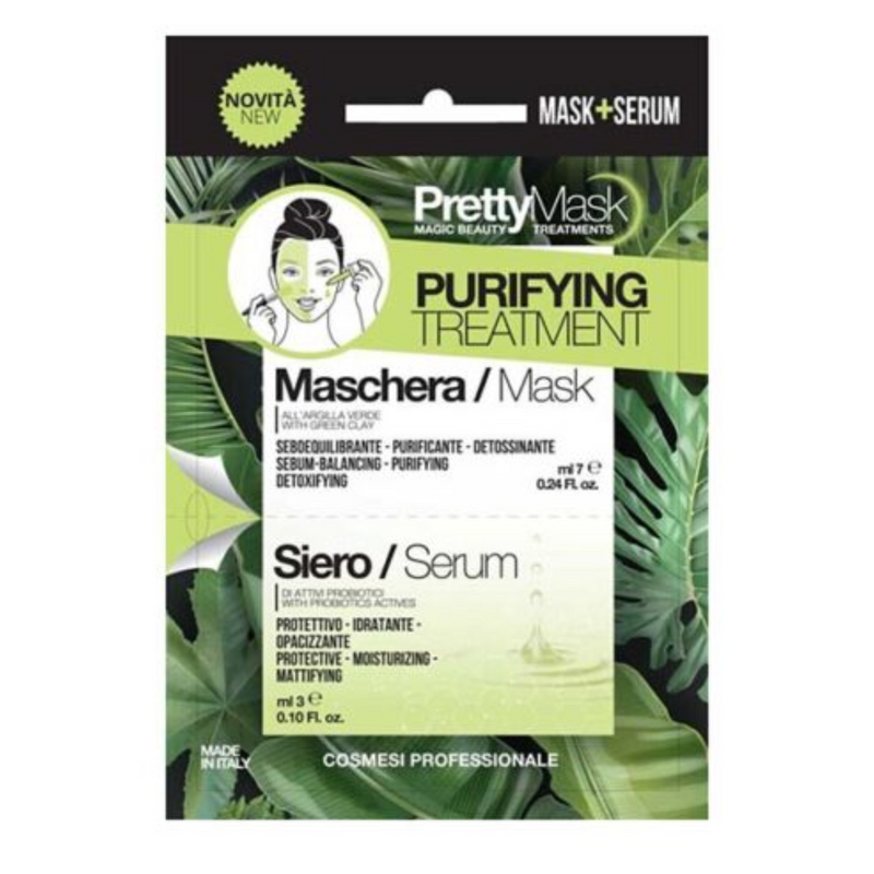 PRETTY LINE - Bustina Bi – Componente Maschera + Siero Effetto Purificante Sebo Equilibrante ml 10 (7ml + 3ml)