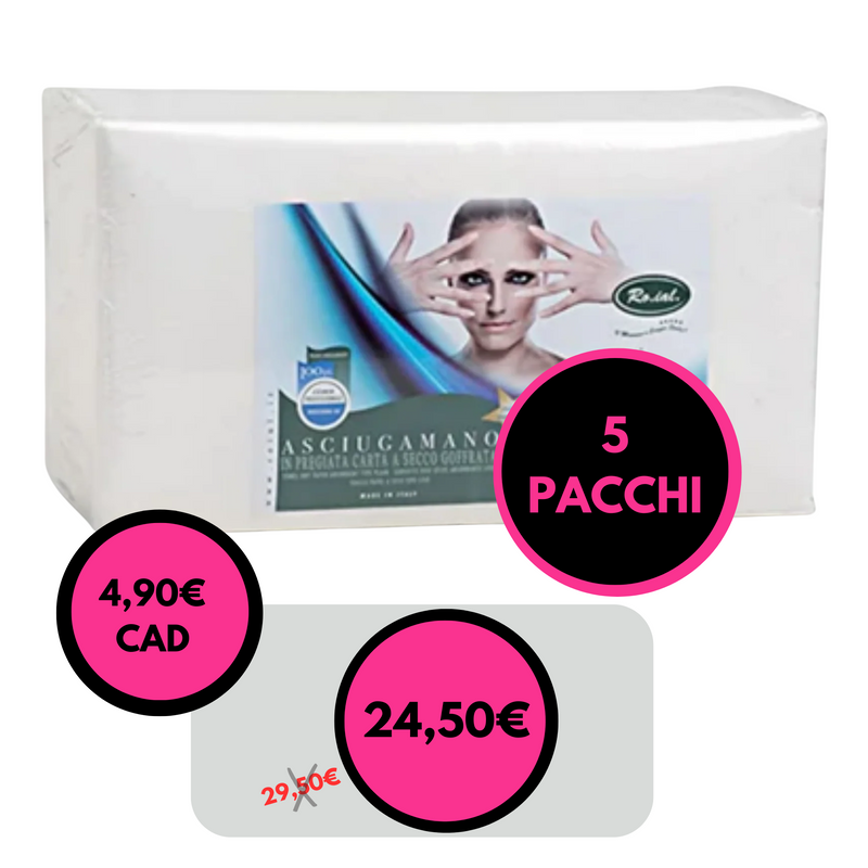 RO.IAL  - asciugamano carta goffrata 40x70 60 pezzi 5 PACCHI