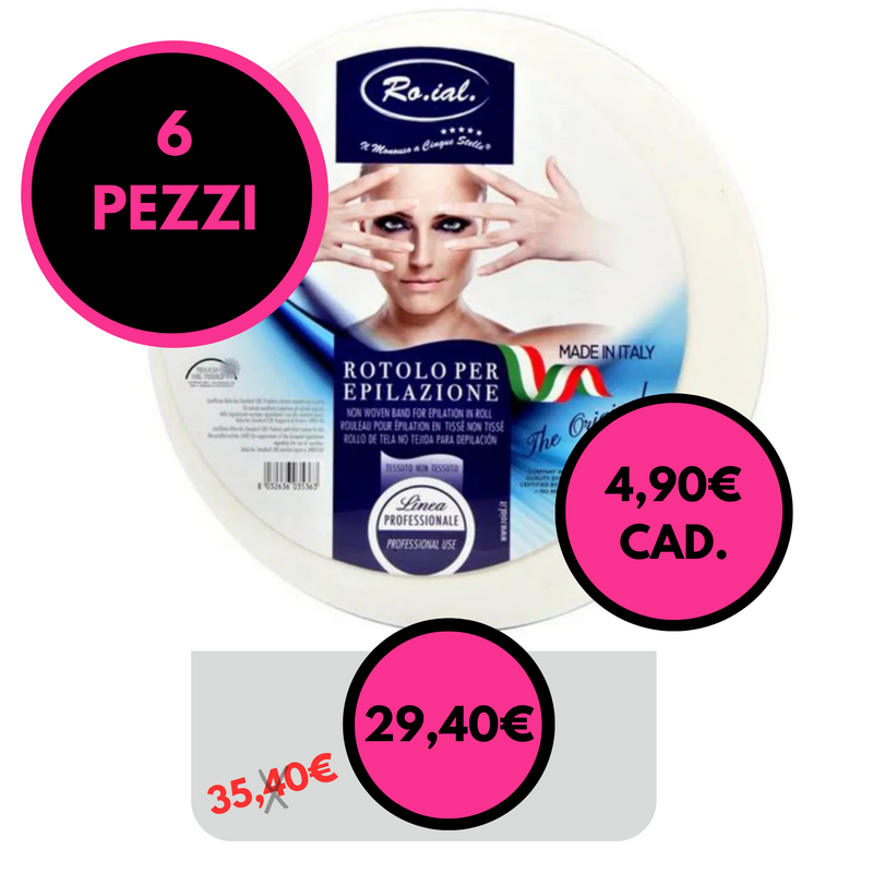 RO.IAL - Rotolo Epilazione Professionale in TNT (6 Pezzi) – 70 Metri x 7 cm