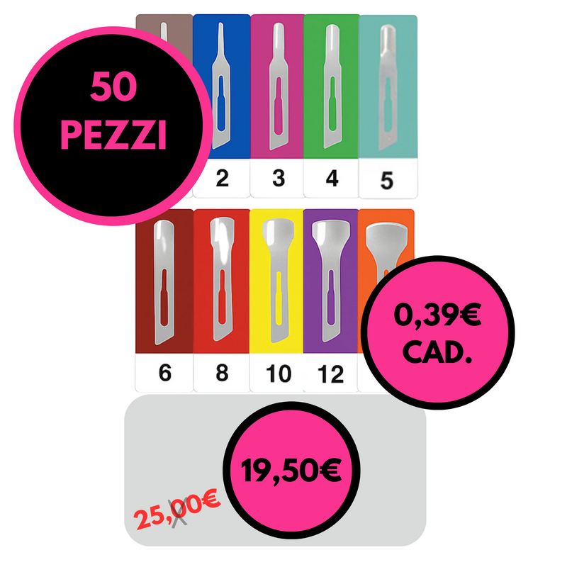 SGORBIE - Sgorbie Professionali in Acciaio Inox – Lame Sterili per Pedicure | Misure 1/2/3/4/5/6/8/10/12/15 50 pezzi