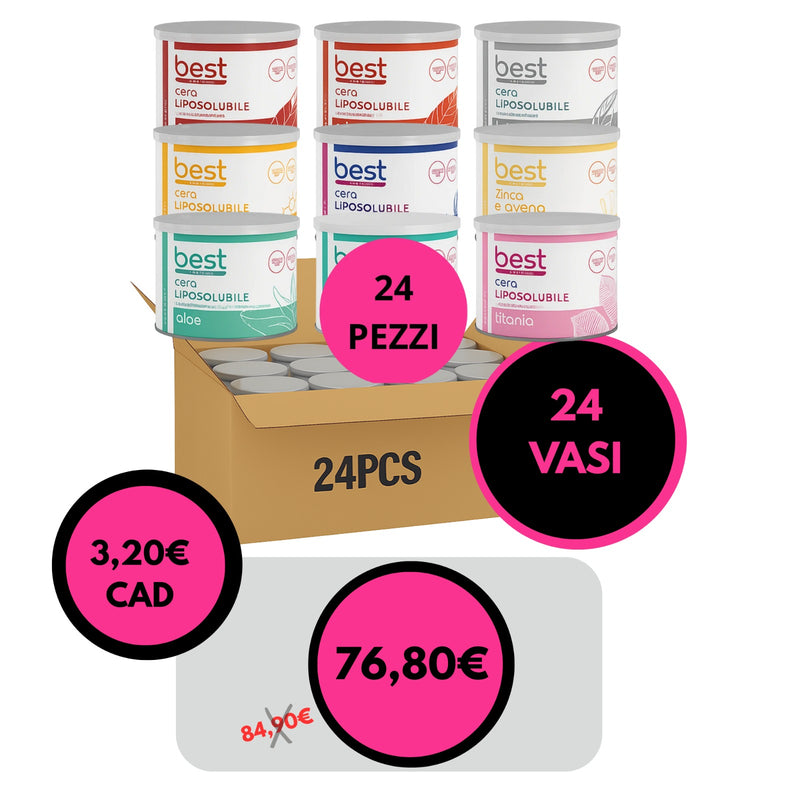 BEST COSMETICS - cera liposolubile vaso 400 ml cartone 24 vasi