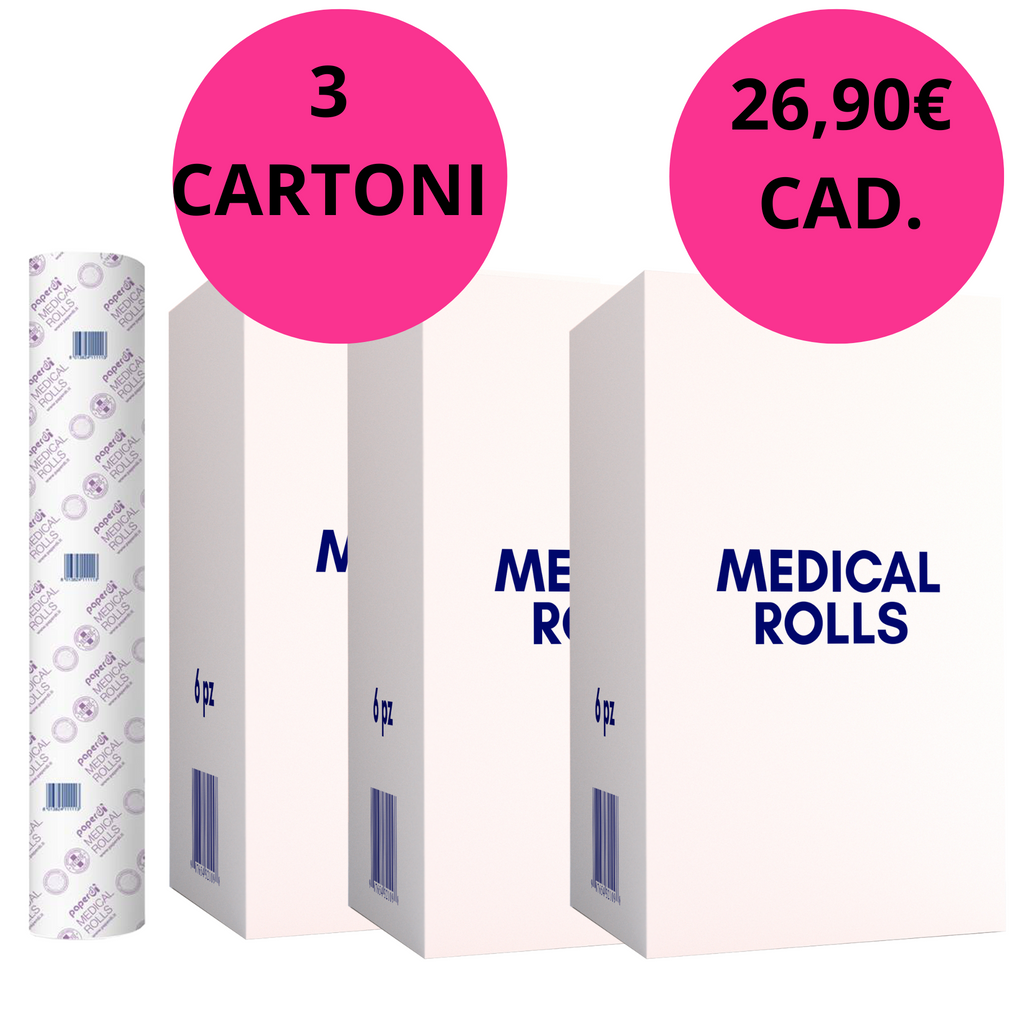 MEDICAL ROLL - lenzuolino carta lettino 3 cartoni X 6 pezzi – B.usami