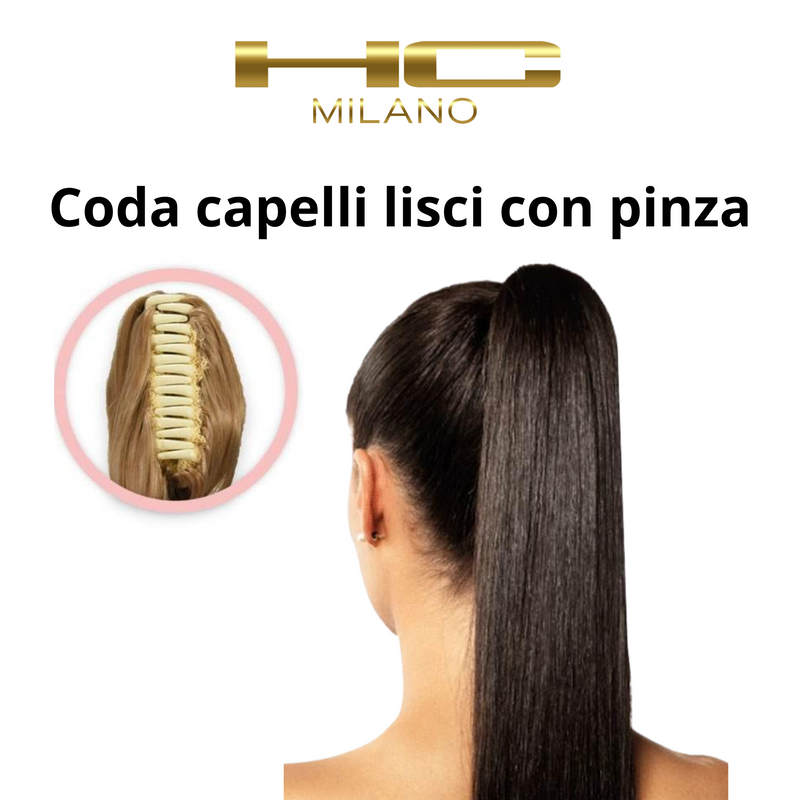 HC MILANO - Coda capelli lisci con pinza Beatrice