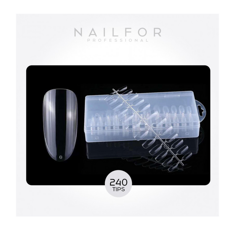 NAIL FOR - full cover tips trasparenti in gel forma tonda 240 pz