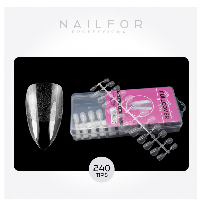 NAIL FOR - Full cover tips ready trasparenti in gel forma mini mandorla 240 pz