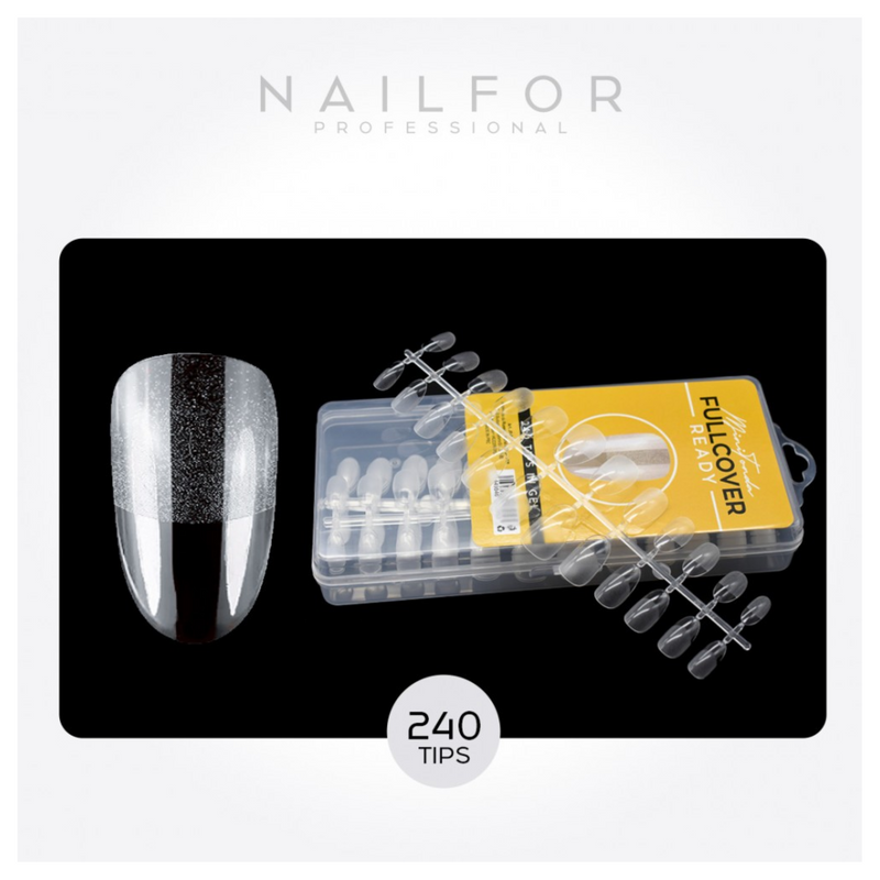 NAIL FOR - Full cover tips ready trasparenti in gel forma mini tonda 240 pz