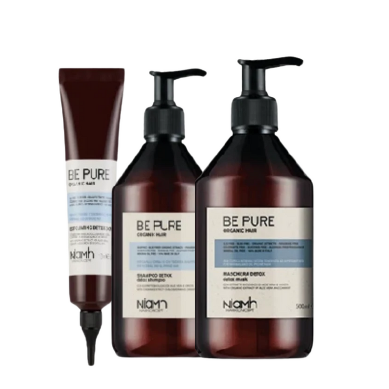 BE PURE - detox trattamento capelli grassi shampoo + maschera + scrub
