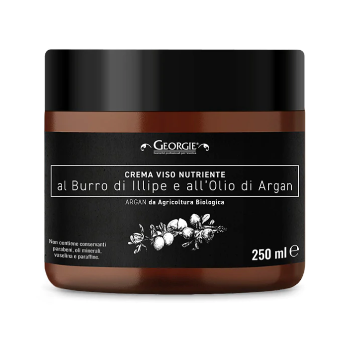 GEORGIE . Crema viso nutriente al Burro di Illipe e all’Argan da agricoltura Biologica 250 ml