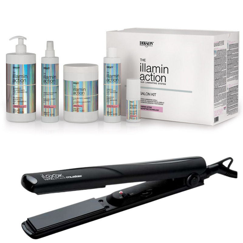 DIKSON - kit salone laminazione capelli the illamination  + piastra Ilook
