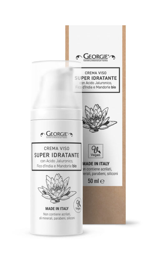 GEORGIE - Crema viso Super idratante con Acido Jaluronico, Fico D’India e Mandorle Biologiche  50 ml