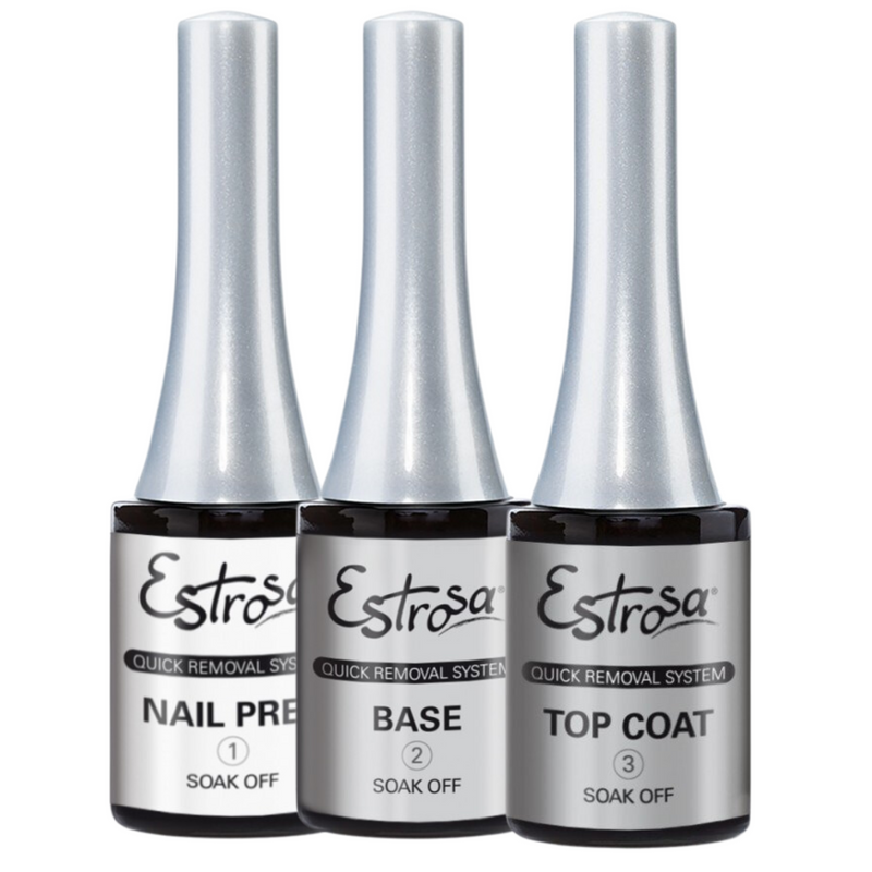 ESTROSA - Kit Soak Off Quick Removal System 14ml nail prep + base + top