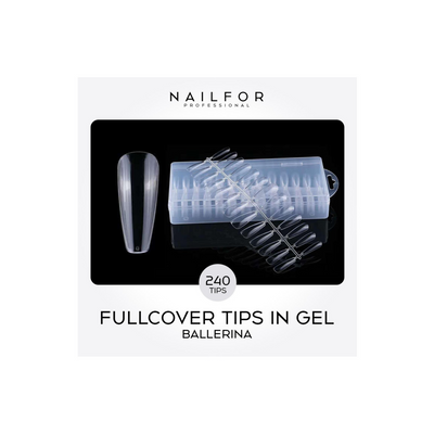 NAIL FOR - Full cover tips trasparenti in gel forma ballerina 240 pz