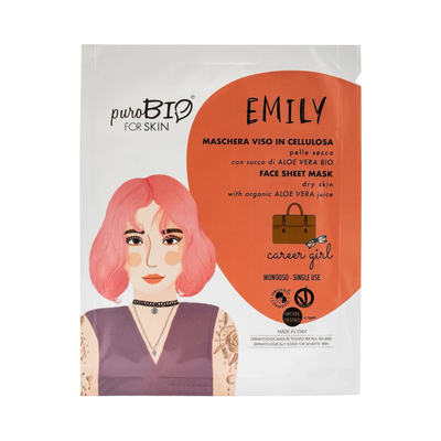 PURO BIO - Emily maschera in cellulosa per pelle secca con aloe vera
