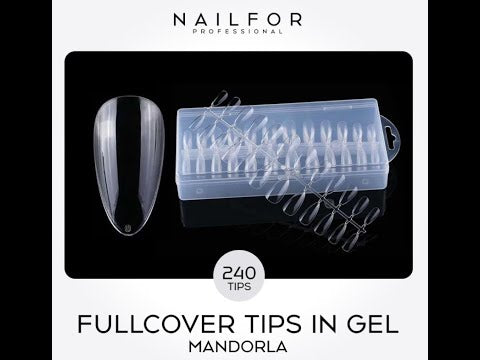 NAIL FOR - full cover tips trasparenti in gel forma mandorla 240 pz