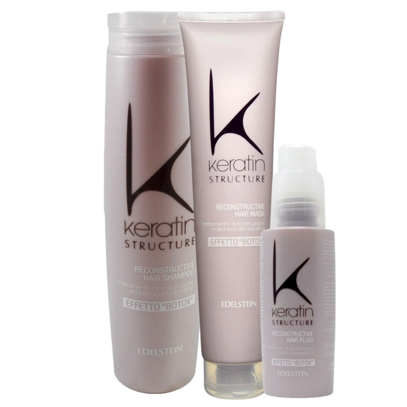 EDELSTEIN - Keratin Structure kit Shampoo Effetto Botox + maschera + fluido