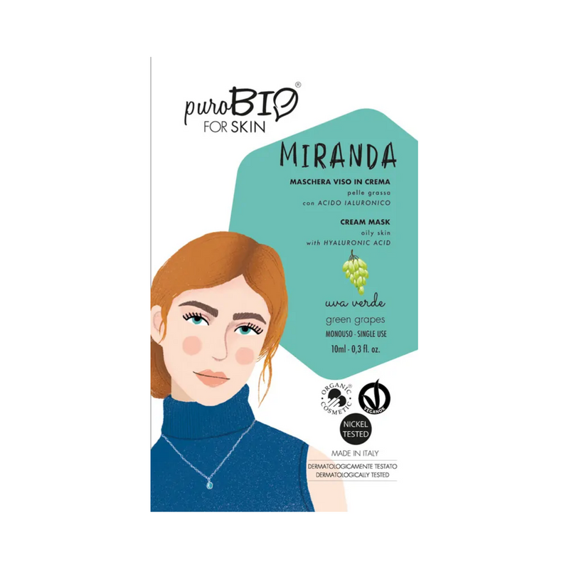 PURO BIO - Miranda maschera viso in crema per Pelle Grassa con Acido Ialuronico